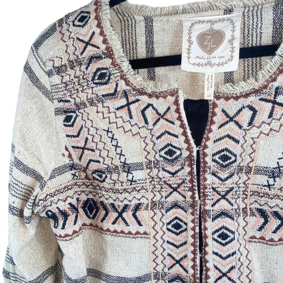 Z&L Women’s Woven Embroidered Boho Aztec‎ Moroccan Jacket Blazer Sz 12 - Picture 4 of 9